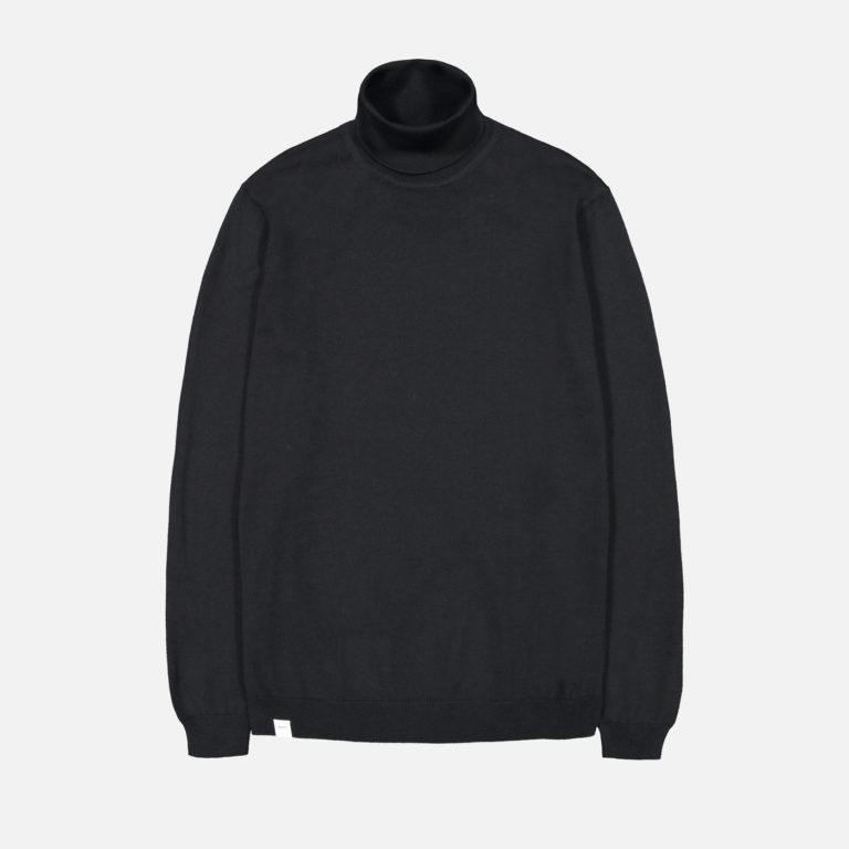 Merino Roll Neck Knit Black - MAKIA