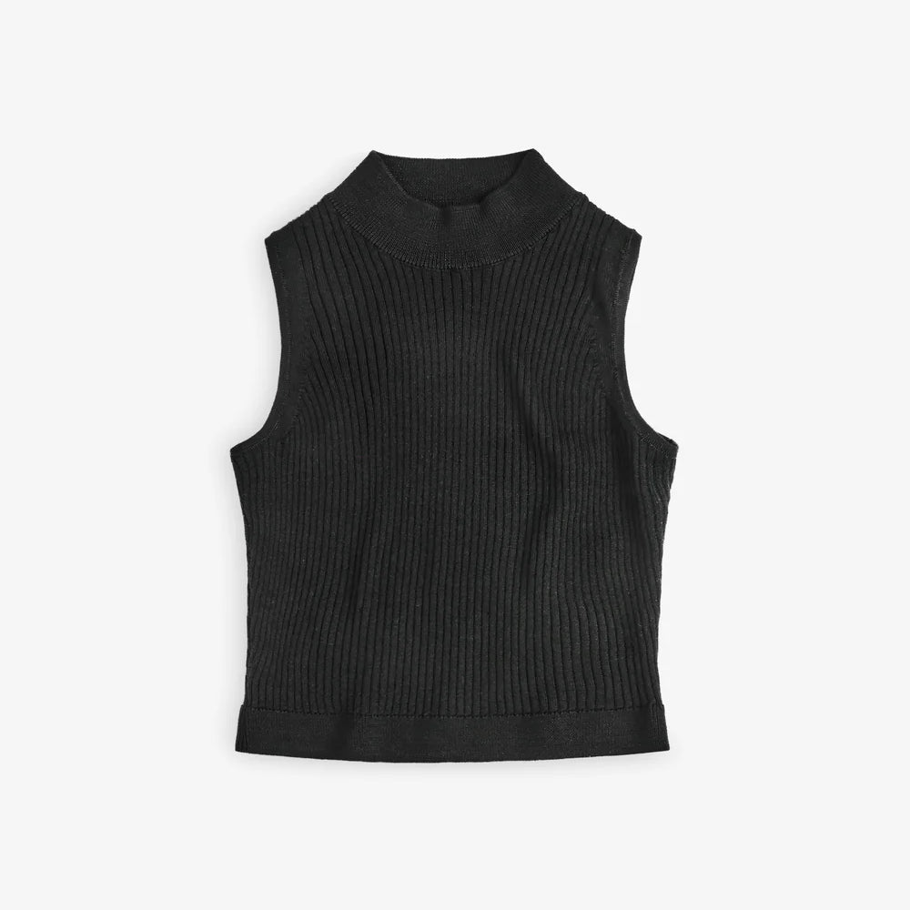 Merino Knit Singlet True Black
