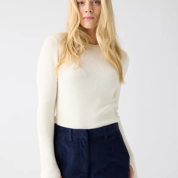 Rib Knit Merino Wool Egret