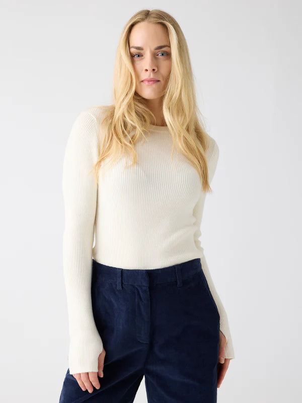 Rib Knit Merino Wool Egret