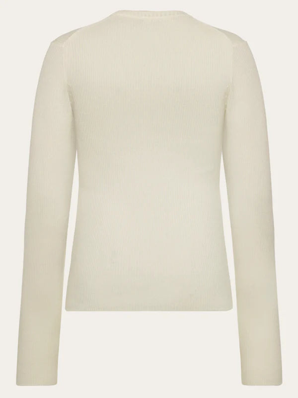 Rib Knit Merino Wool Egret