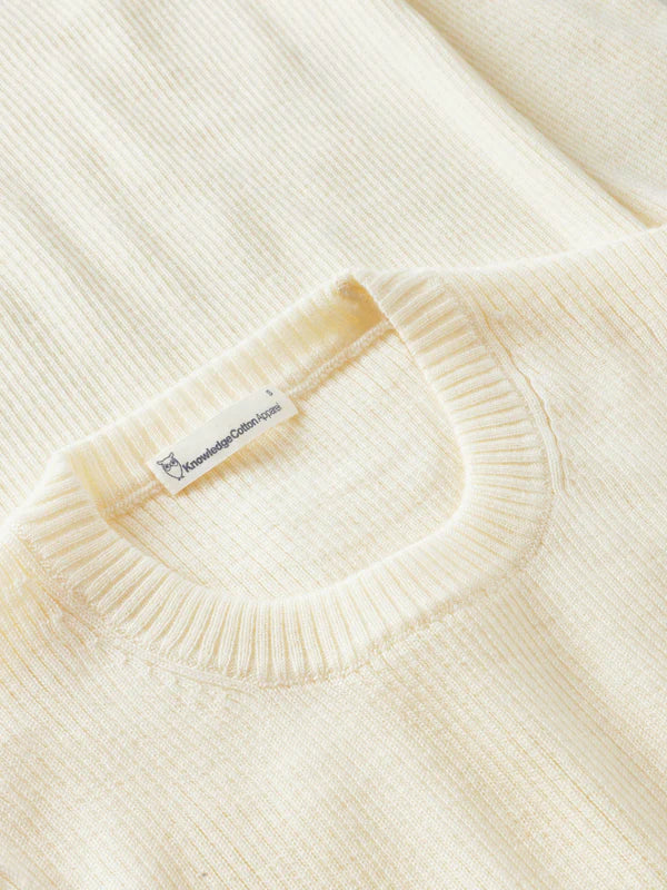 Rib Knit Merino Wool Egret