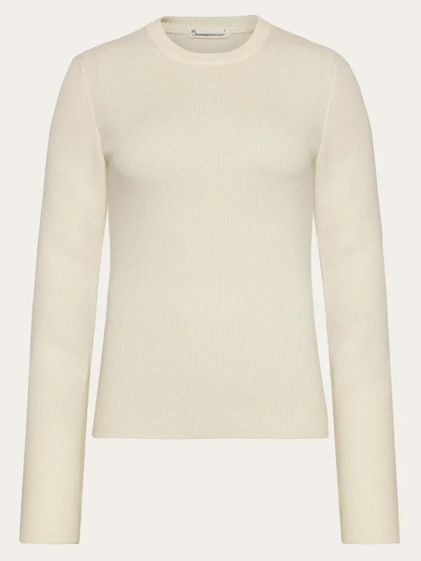 Rib Knit Merino Wool Egret