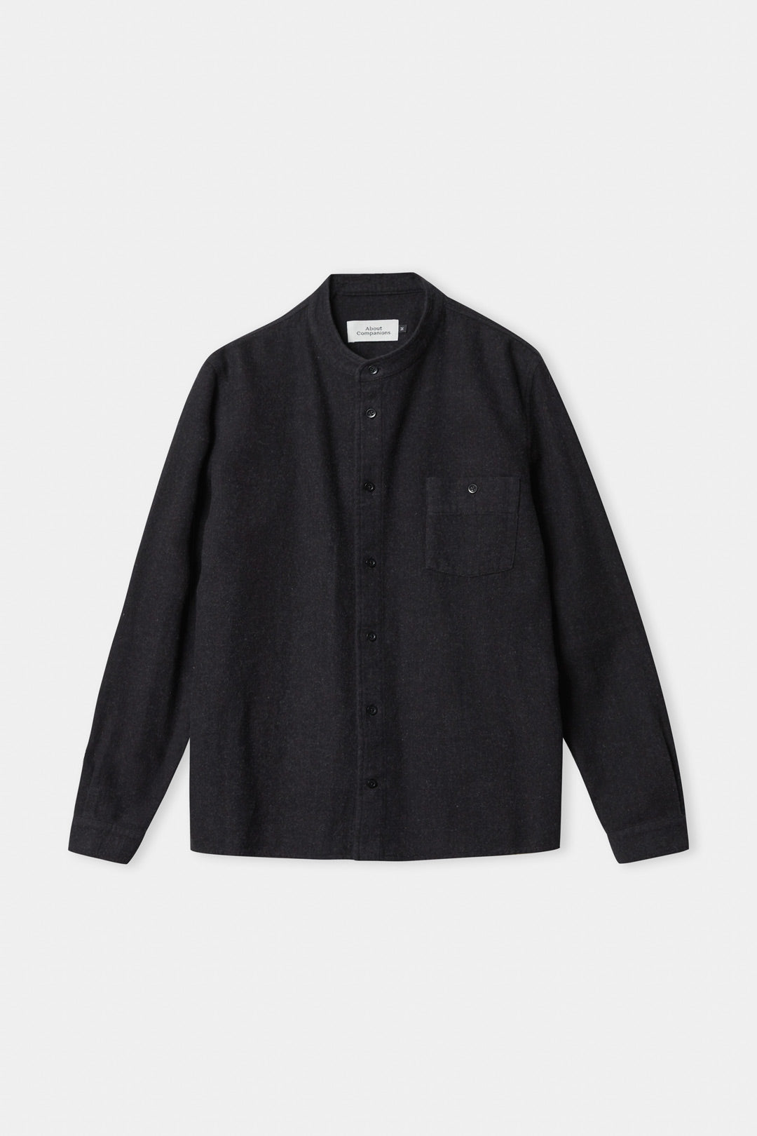 Nathan Stand-Up Collar Flannel Shirt Black Melange