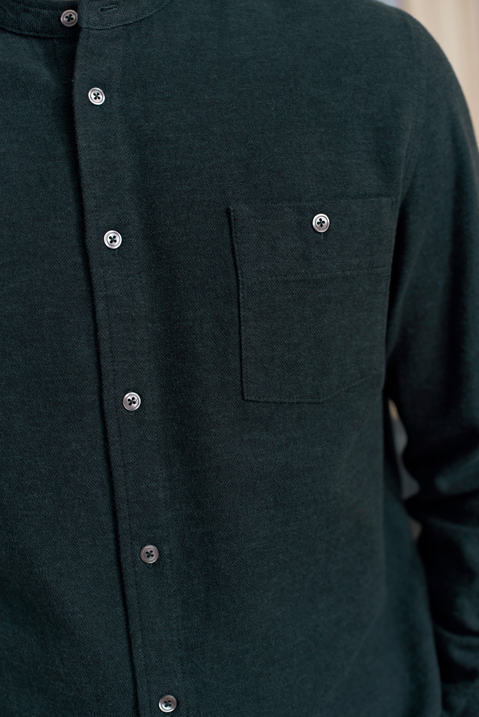 Nathan Stand-Up Collar Flannel Shirt Scot Green