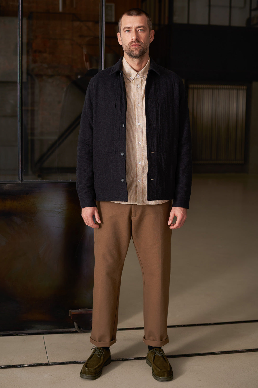 Owe Padded Overshirt Black Melange - ABOUT COMPANIONS