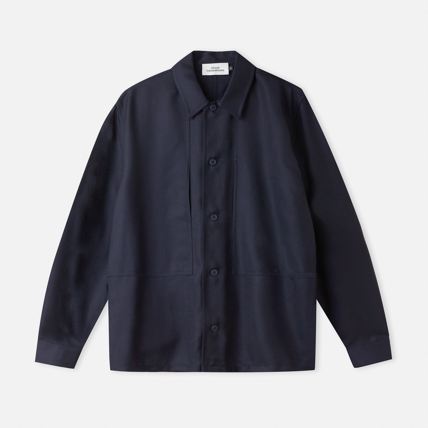 Owe Eco Grid Wool Overshirt Navy
