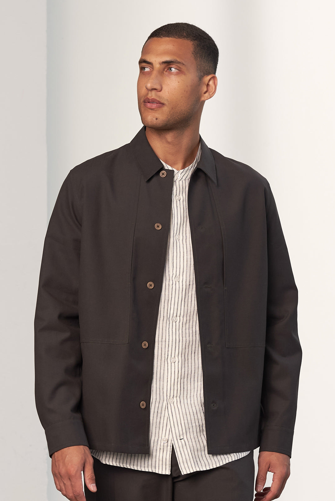Owe Tencel Overshirt Graphite Brown
