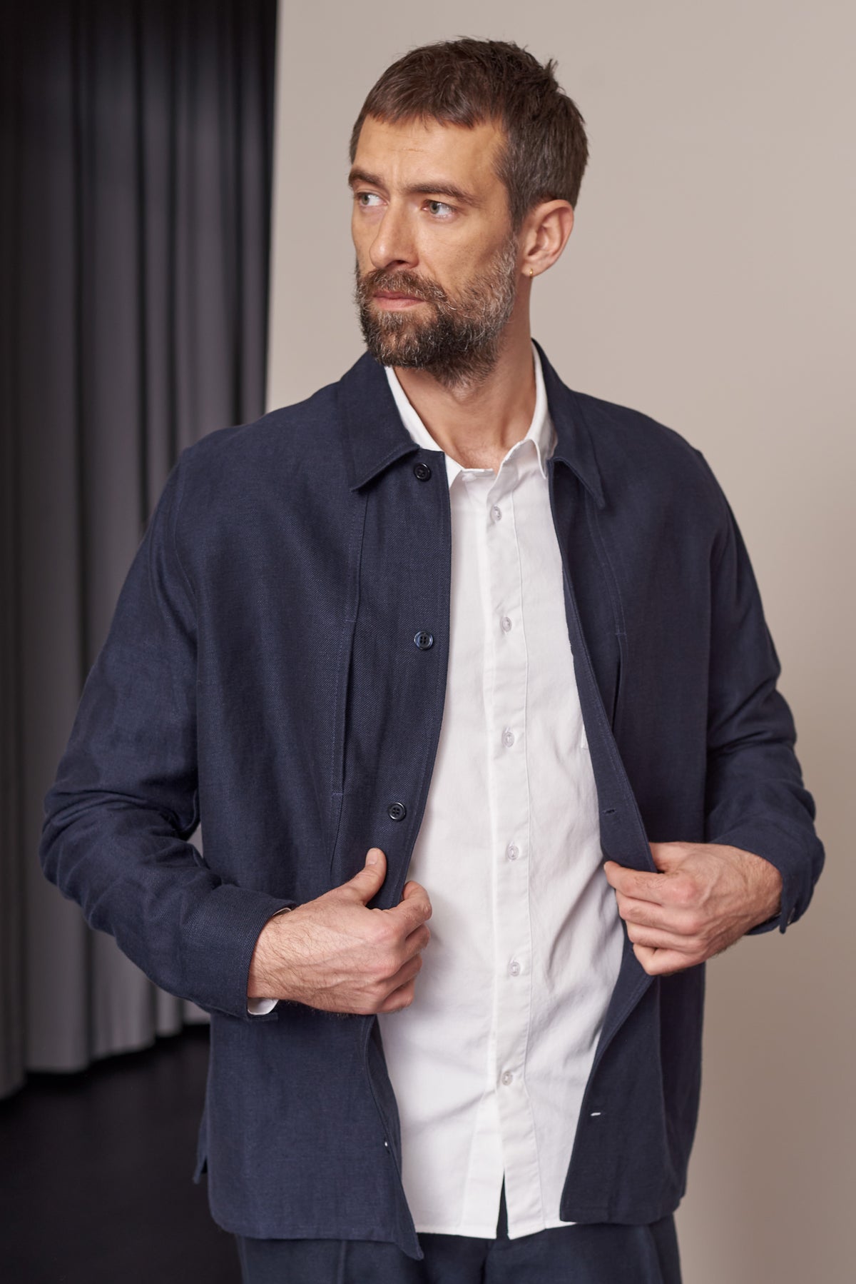 Owe Winter Linen Overshirt Navy