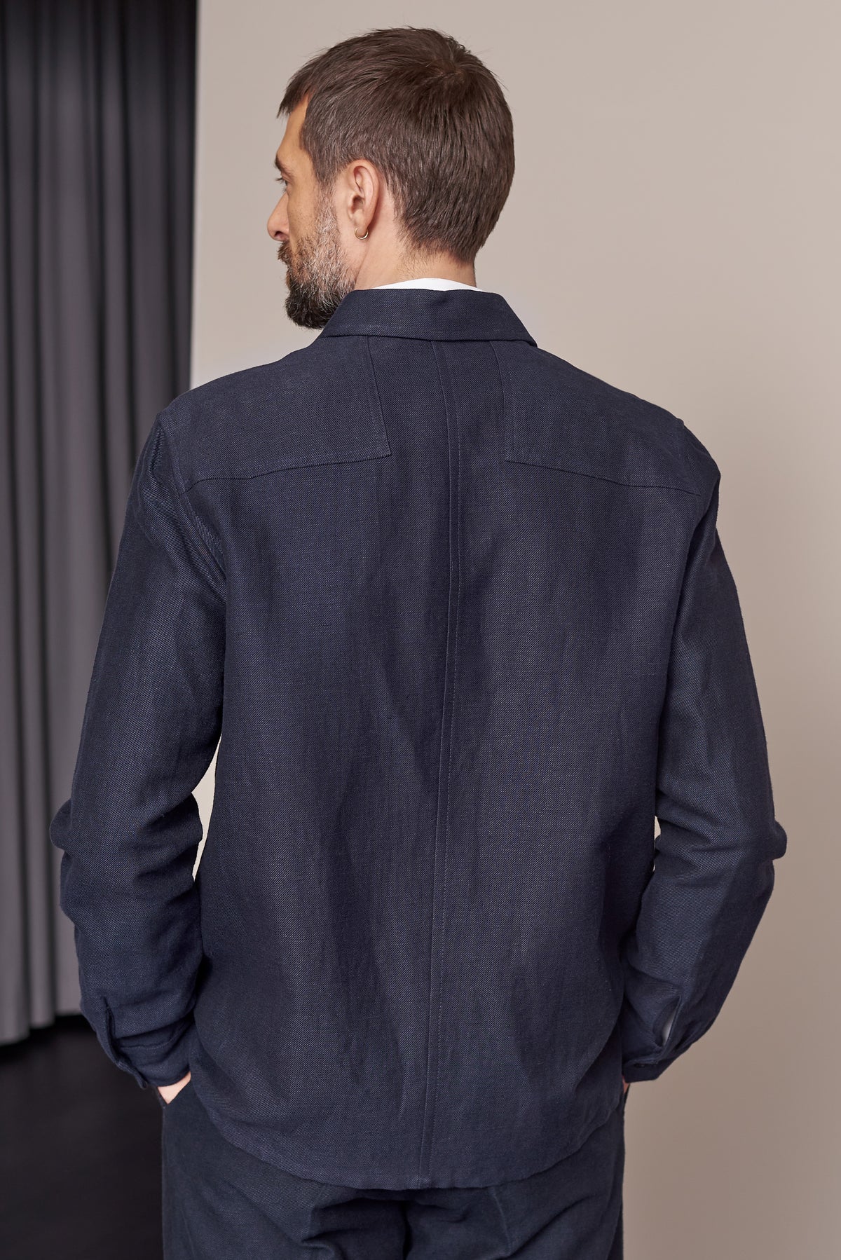 Owe Winter Linen Overshirt Navy