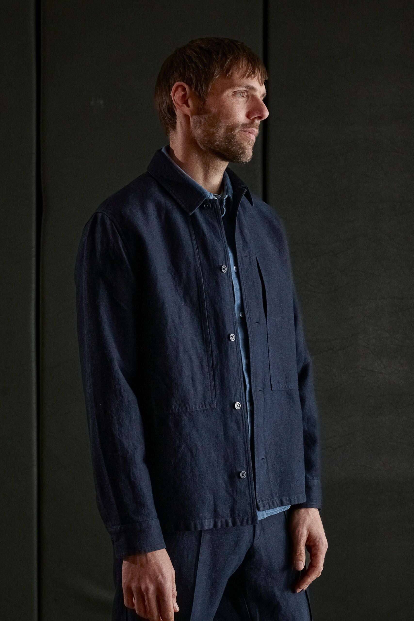 Owe Winter Linen Overshirt Navy - ABOUT COMPANIONS
