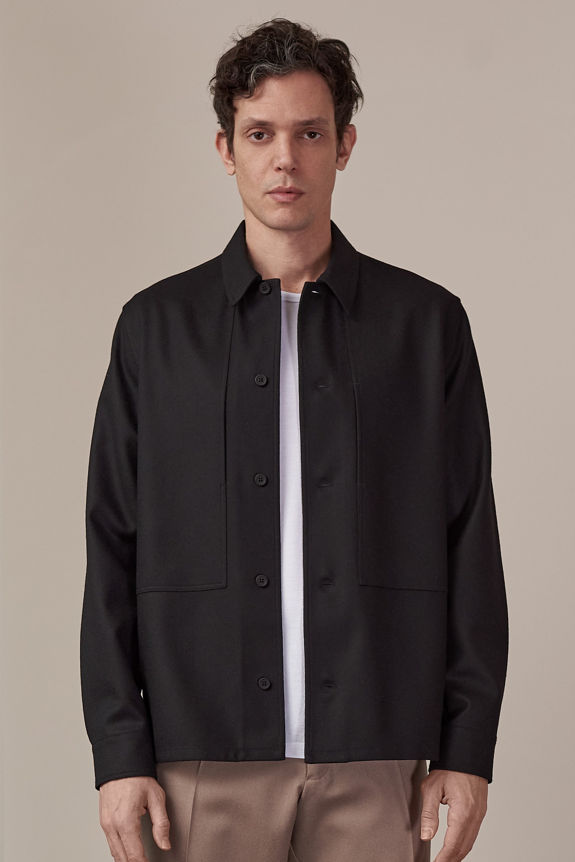 Owe Wool Overshirt Black