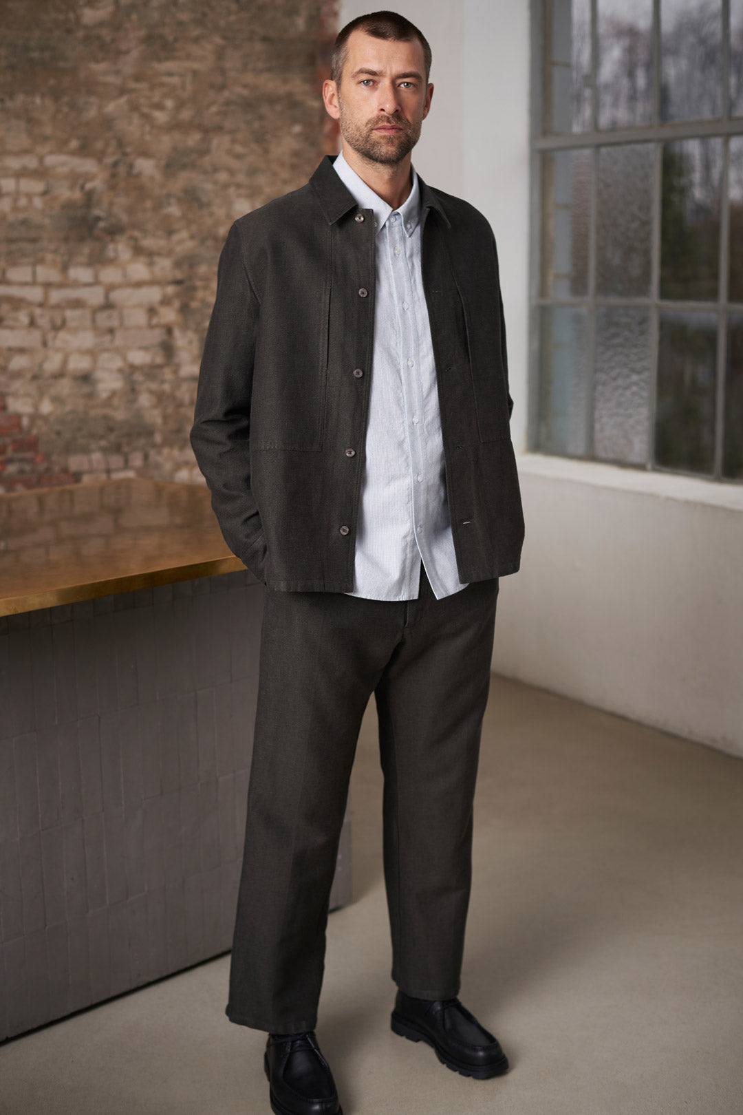 Waban Winter Linen Trousers Black Olive - ABOUT COMPANIONS