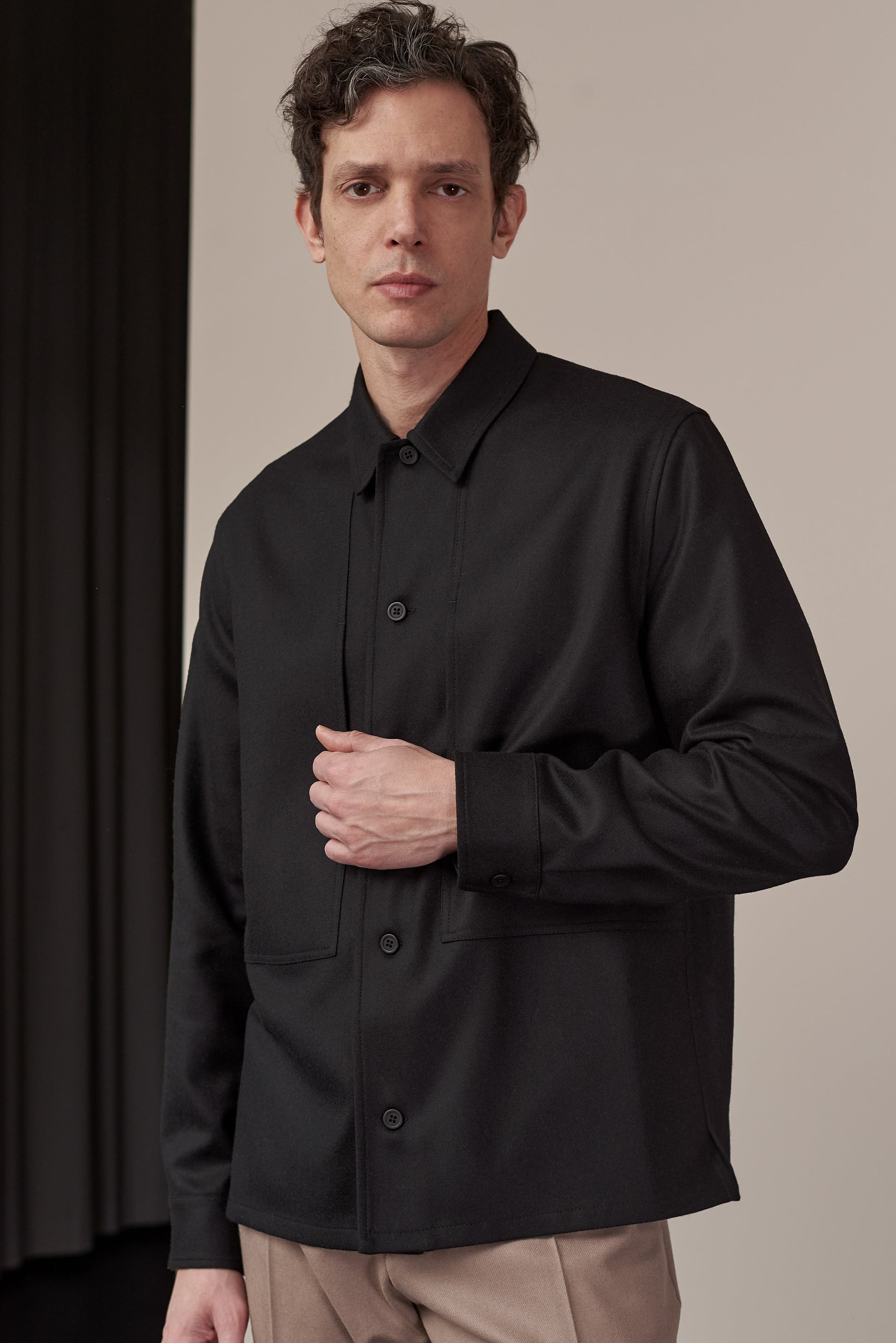 Owe Wool Overshirt Black