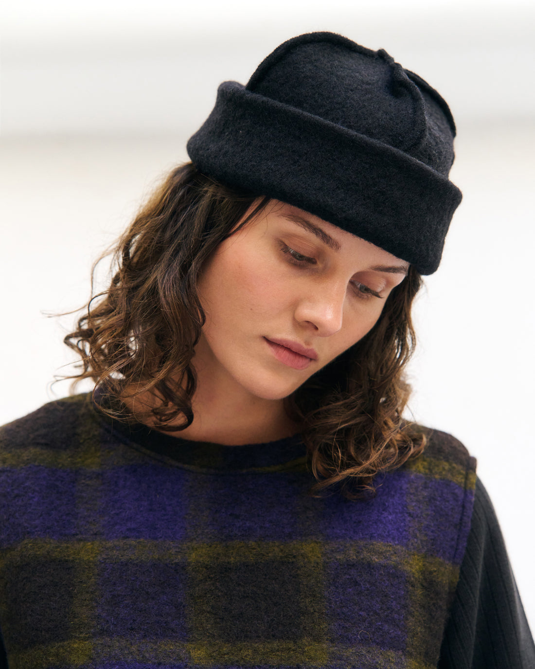 Oversized Vest Purple Checked