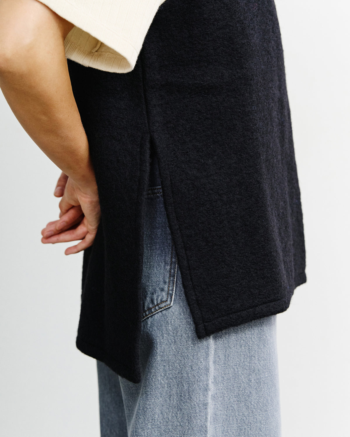 Oversized Organic Wool Vest Black