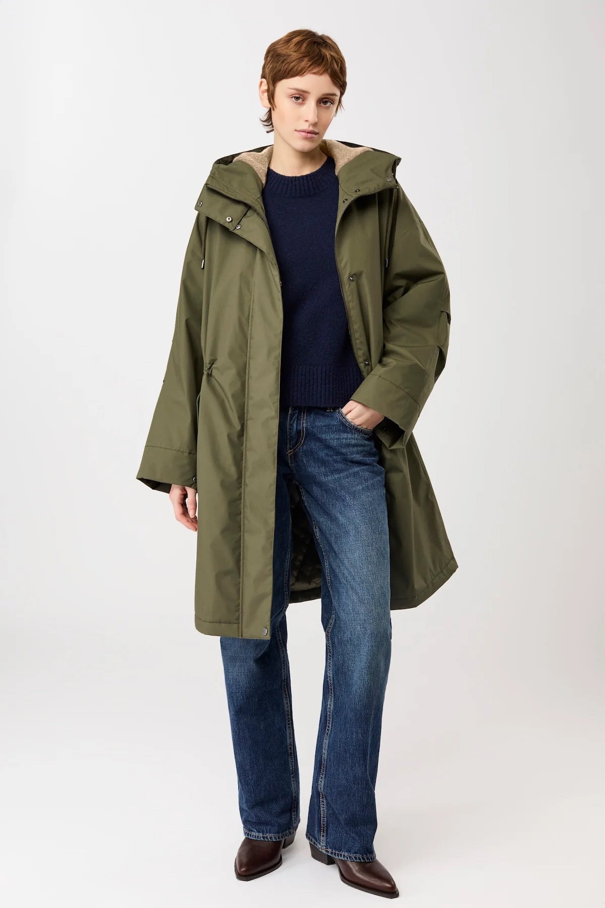 Long Parka Womens Wool Lining Olive