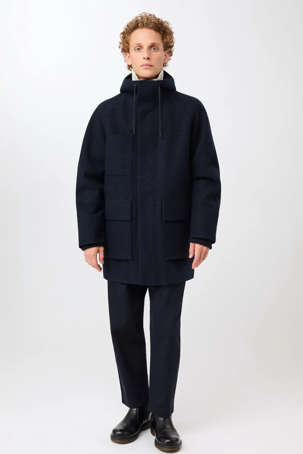 Parka Organic Wool Membrane Tecno Felt Navy