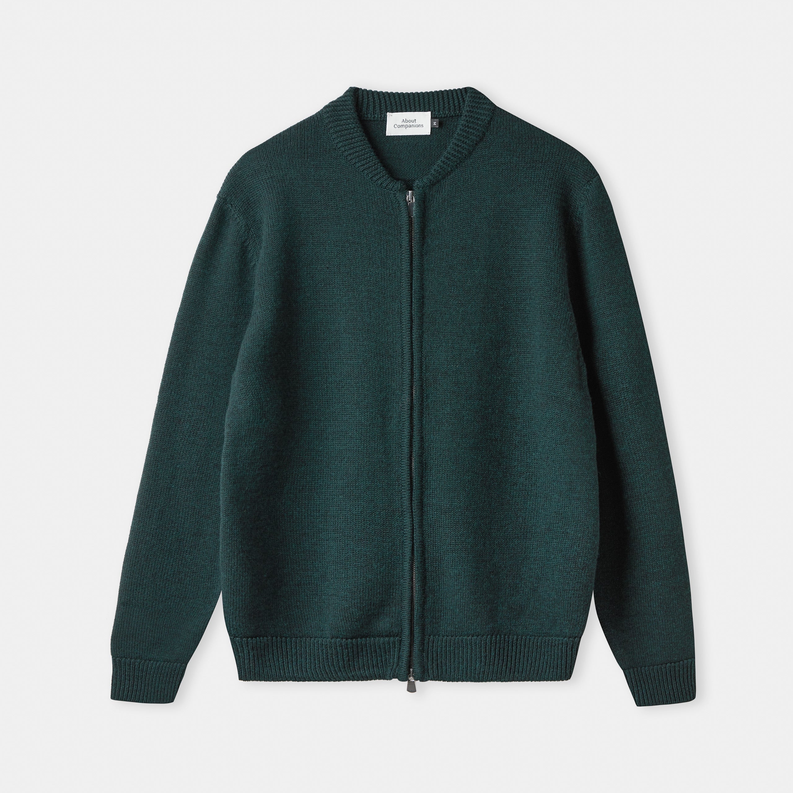 Paul Merino Wool Knit Zip Cardigan Racing Green