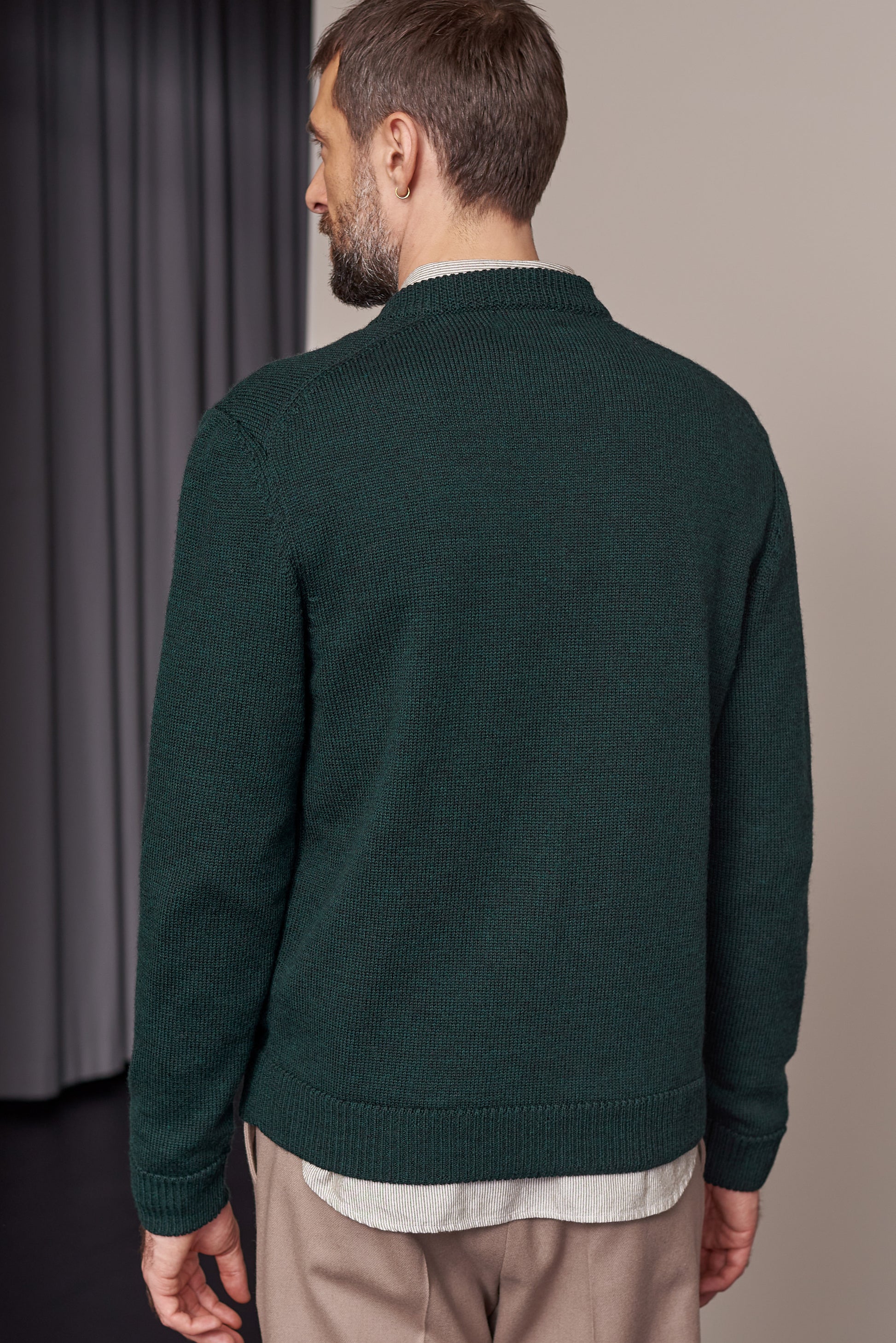 Paul Merino Wool Knit Zip Cardigan Racing Green