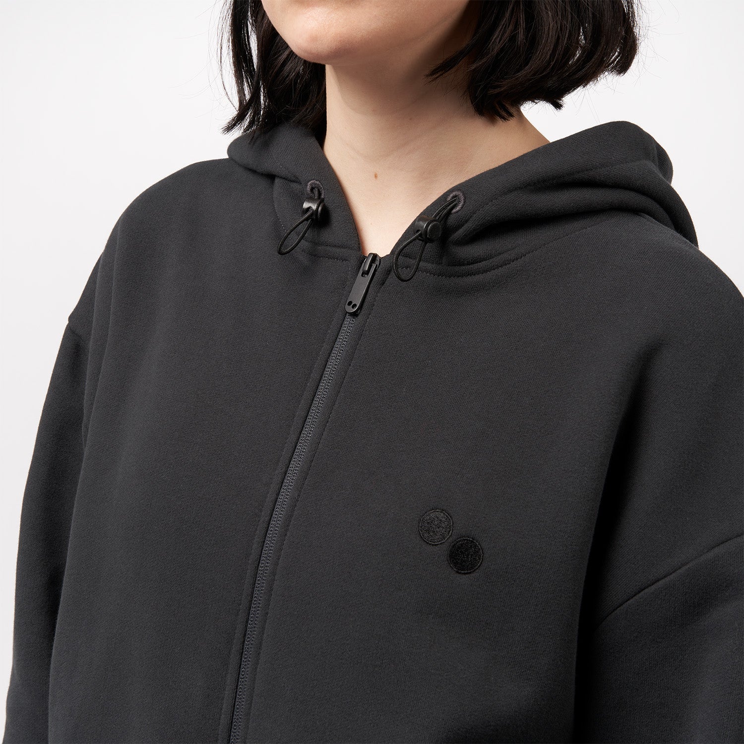 Zipped Hoodie Unisex Peat Black - PINQPONQ