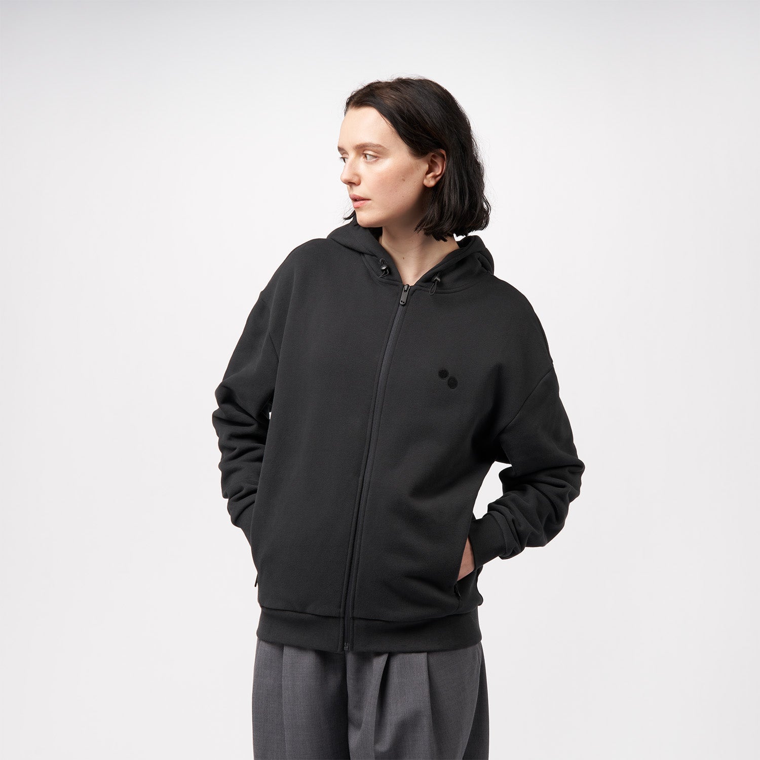 Zipped Hoodie Unisex Peat Black - PINQPONQ