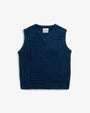 Patchwork Unisex Knit Vest Dark Navy