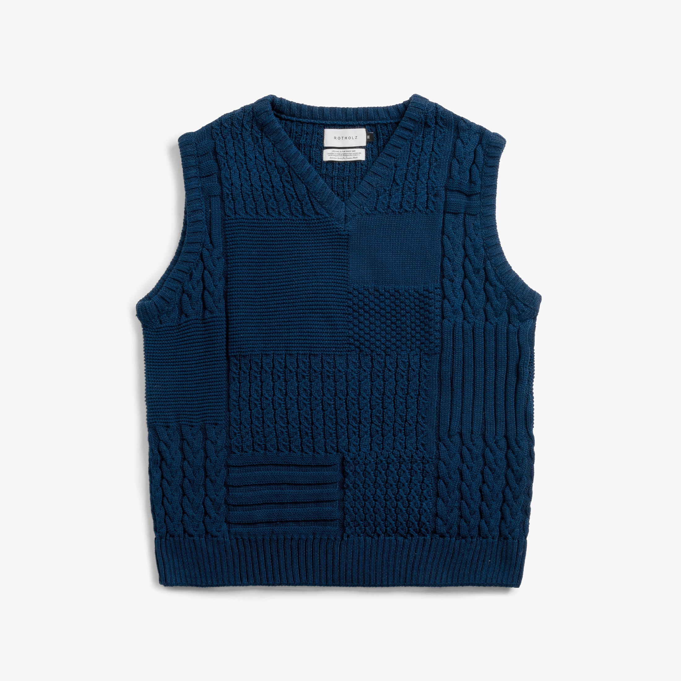 Patchwork Unisex Knit Vest Dark Navy