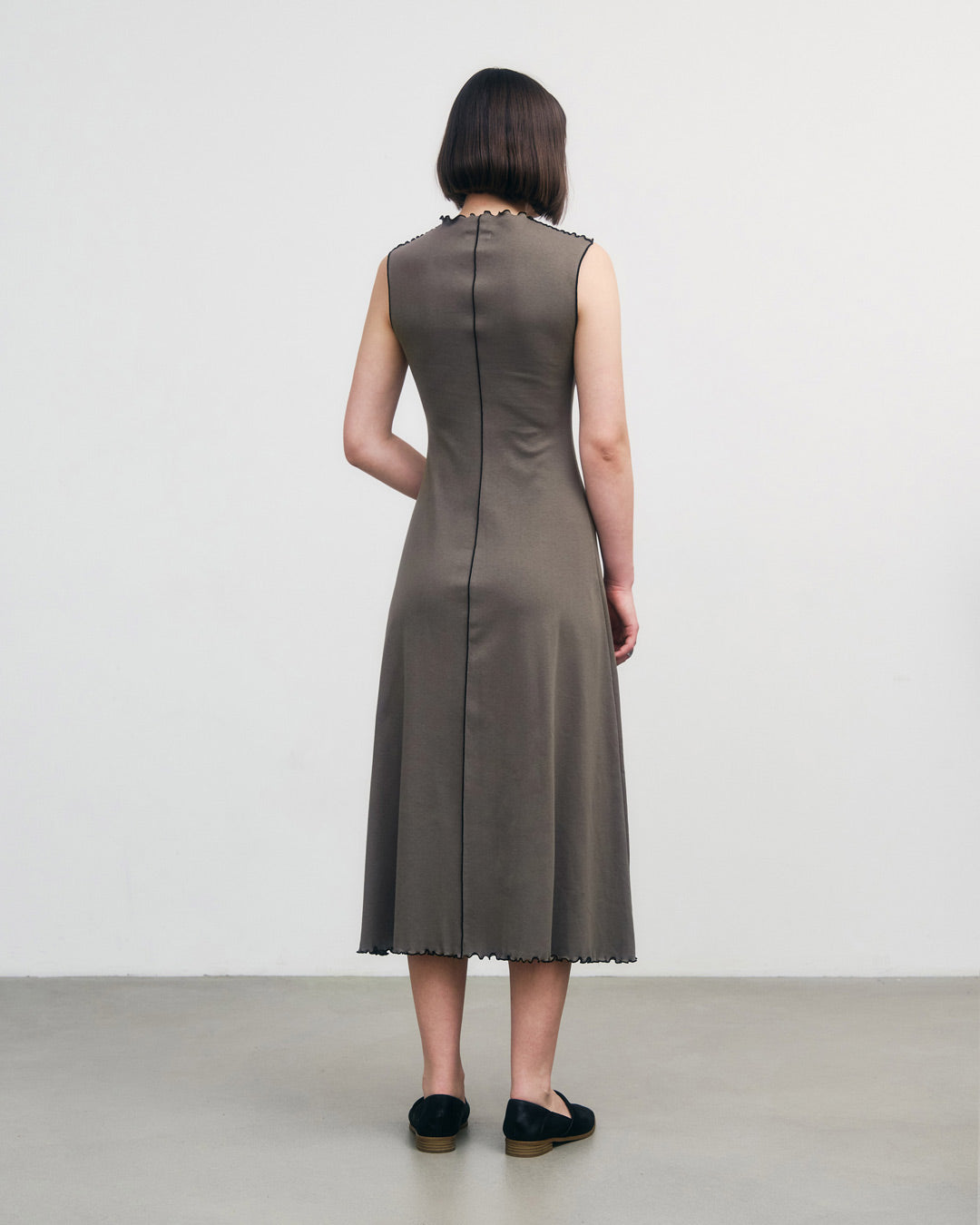 Pin-Tucked Dress Organic Cotton Fawn Grey