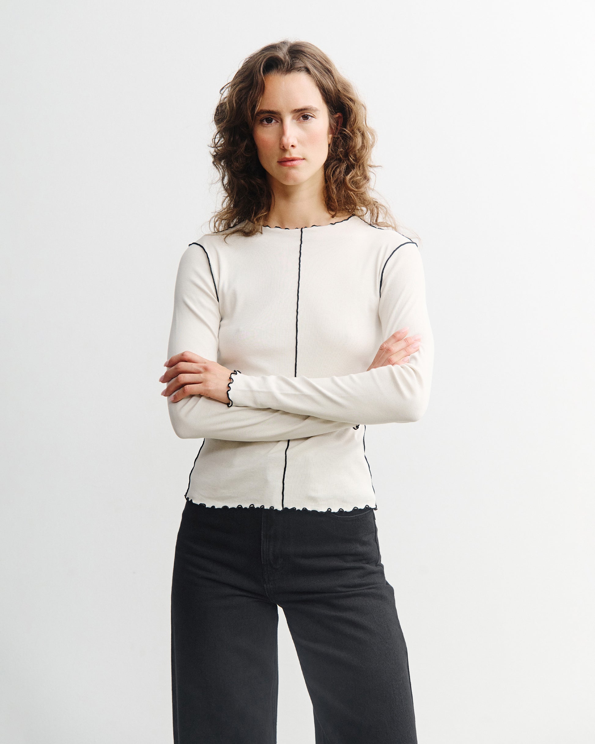 Pin-Tucked Longsleeve Organic Cotton Natural White Rotholz
