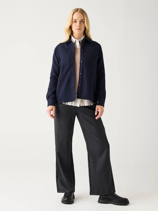 Posey Wide Merino Wool Pants Dark Grey Melange