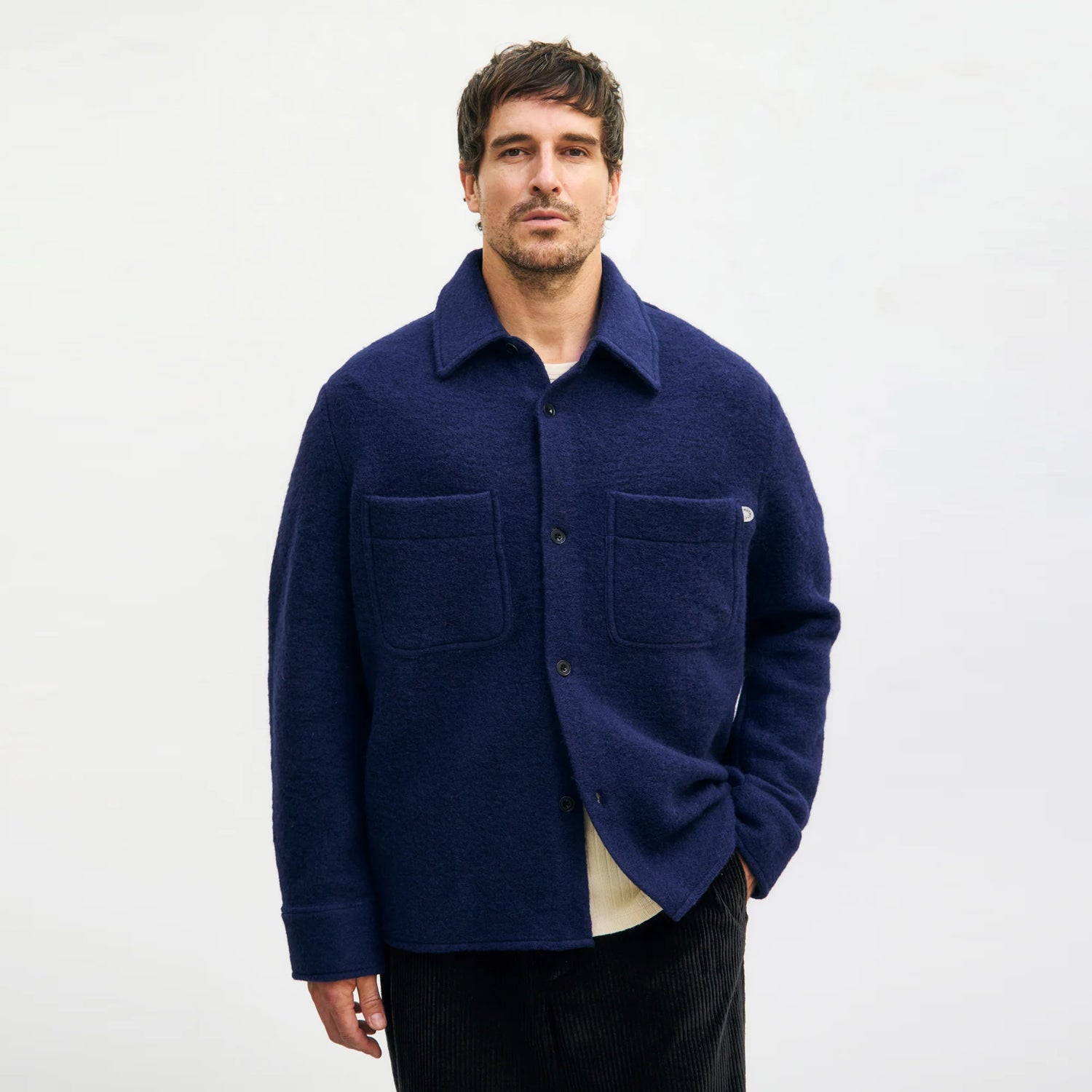 Relaxed Organic Wool Overshirt Royal Blue