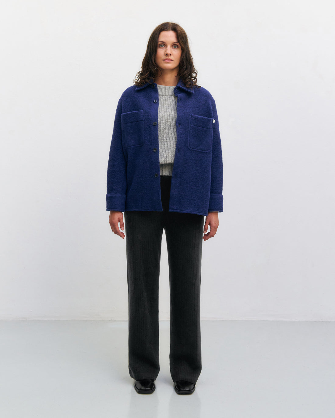 Relaxed Organic Wool Overshirt Royal Blue
