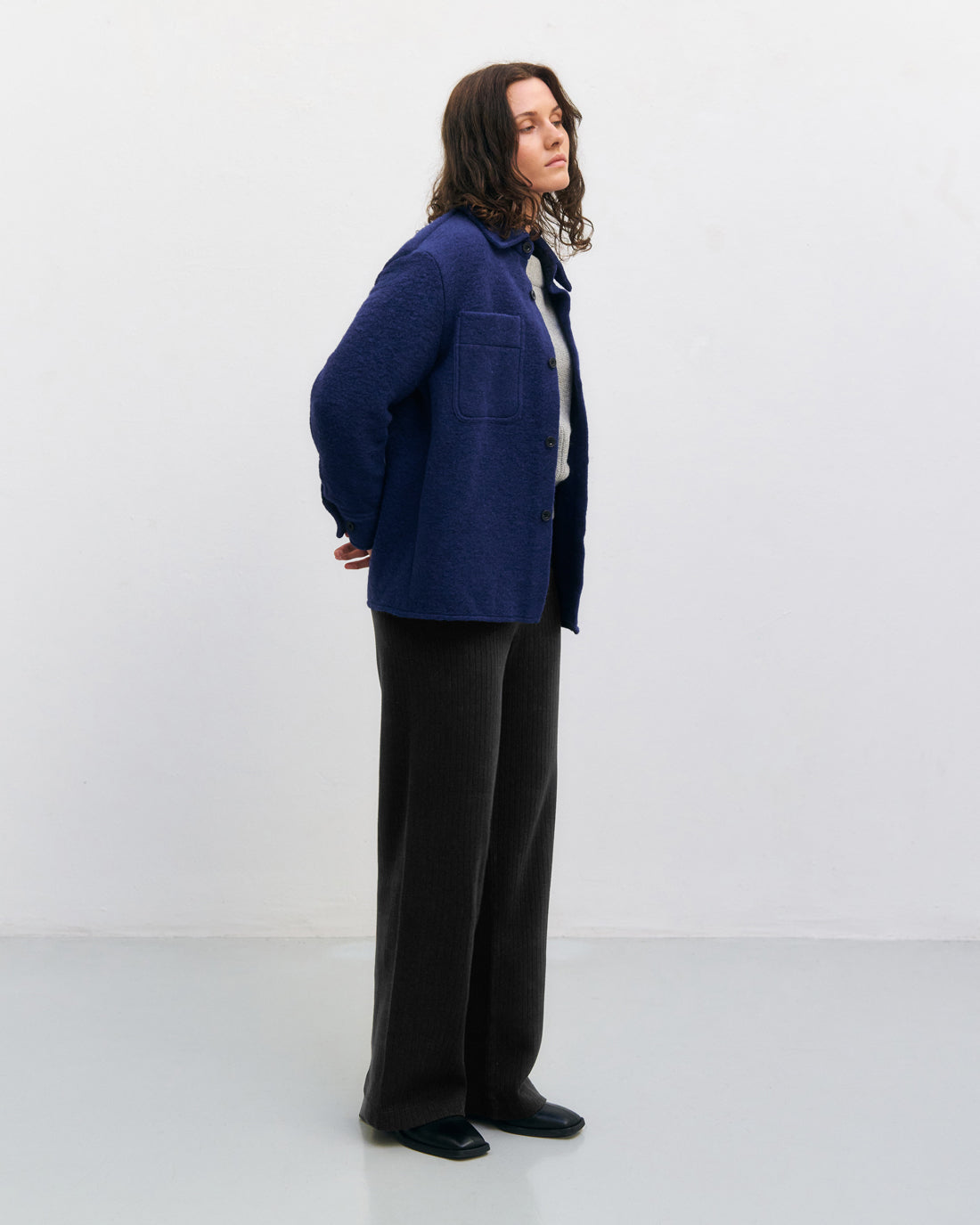 Relaxed Organic Wool Overshirt Royal Blue