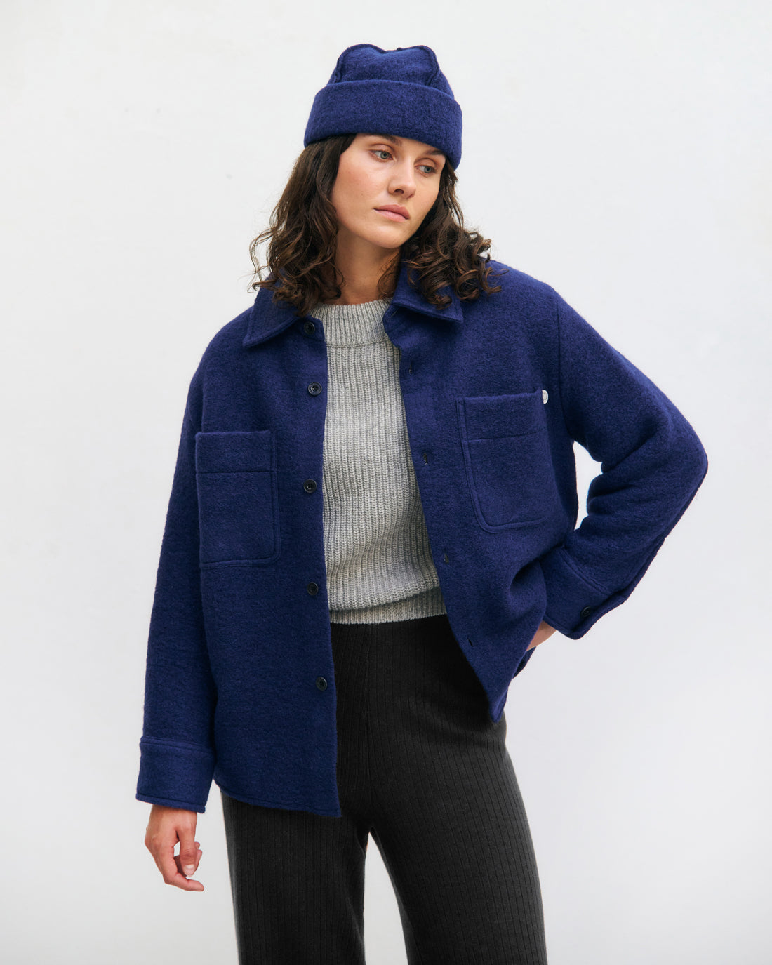 Relaxed Organic Wool Overshirt Royal Blue