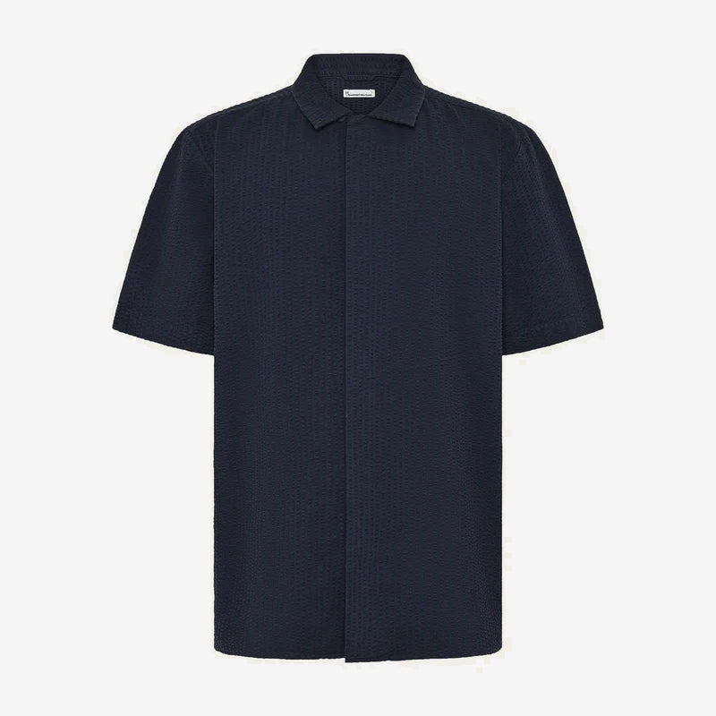 Relaxed Seersucker Short Sleeve Shirt Night Sky