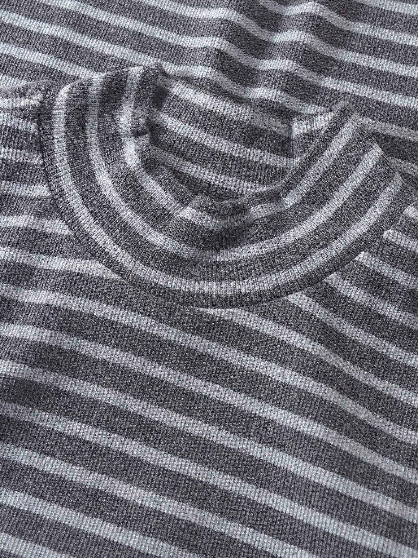 Rib Mock Neck Sweater Grey Stripe