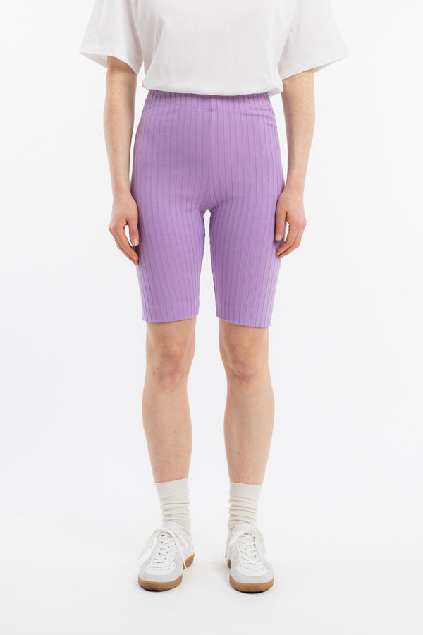 Ribbed Biker Shorts Washed Lavender - ROTHOLZ