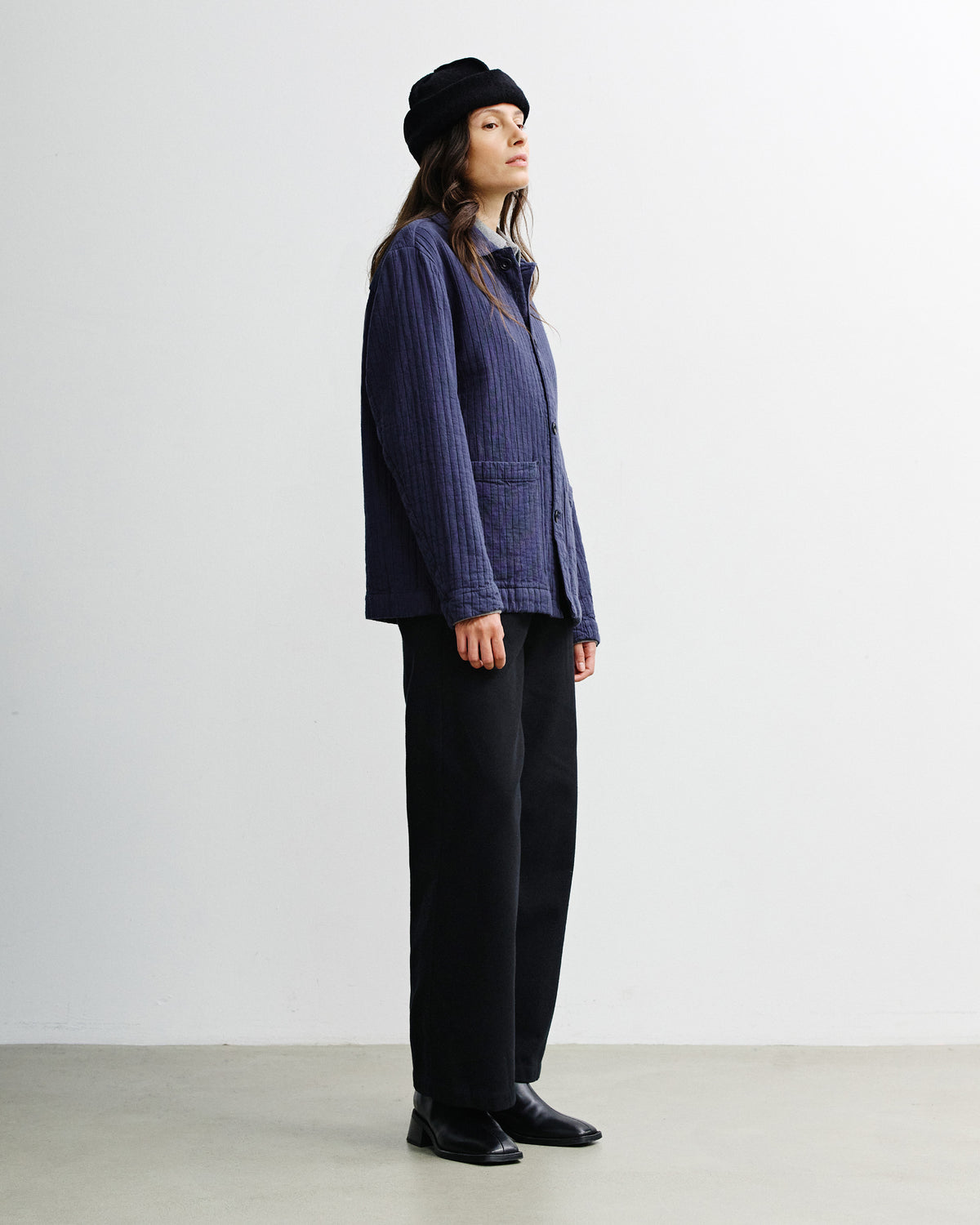 Ribbed Workwear Jacket Unisex Faded Navy