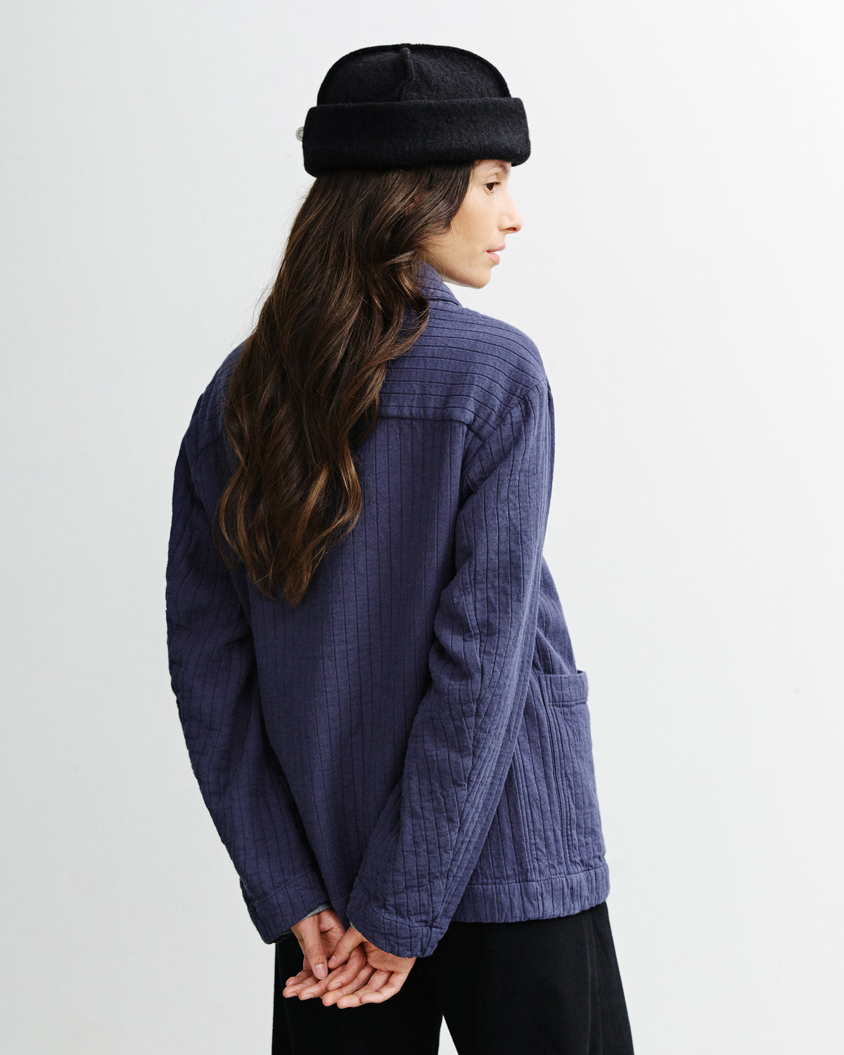 Ribbed Workwear Jacket Unisex Faded Navy