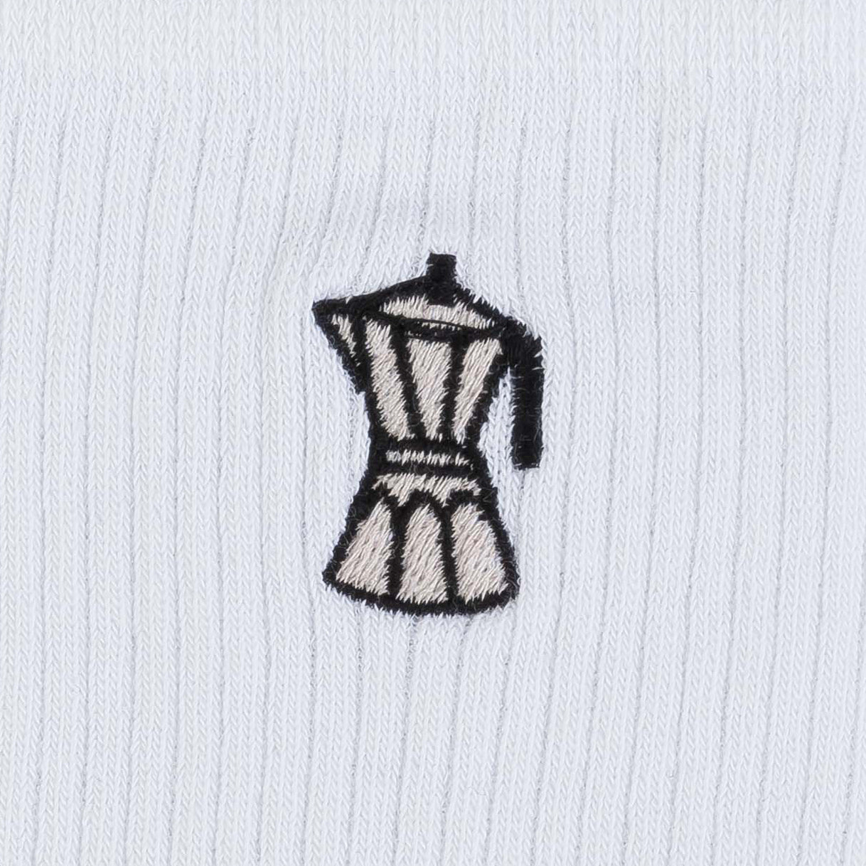 1-pack Ribbed Socks Embroidery Coffee