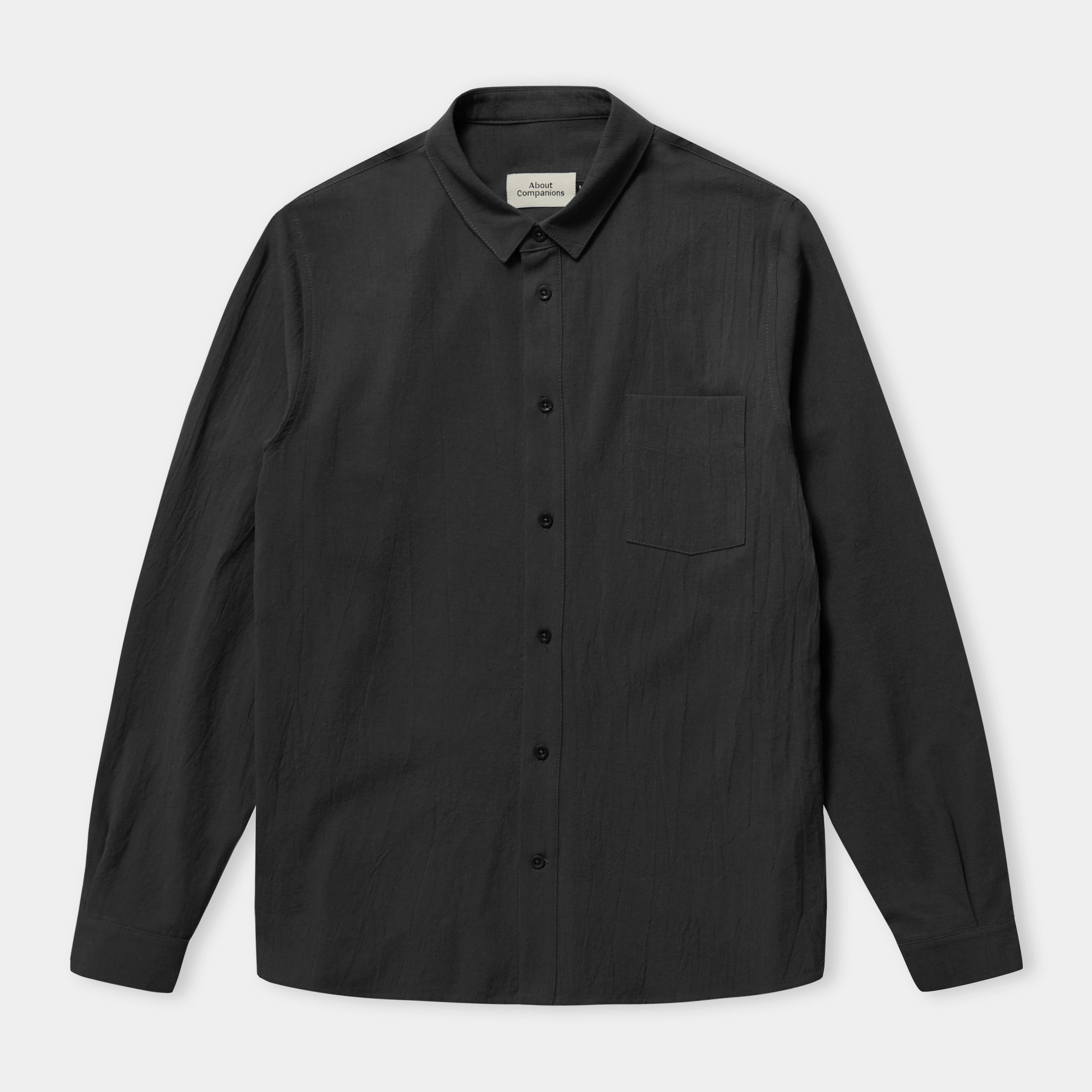 Simon Eco-Crinkle Shirt Black