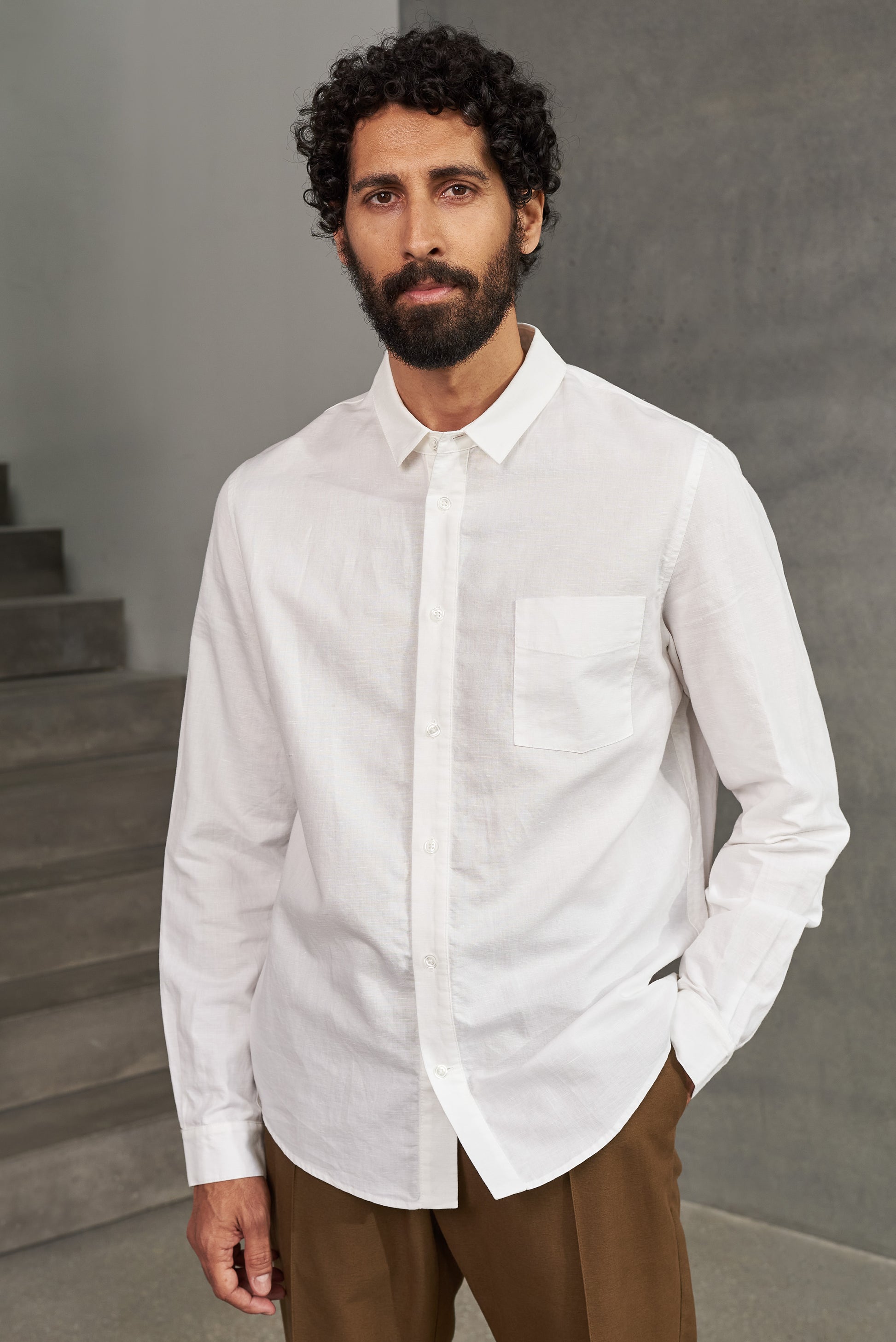 Simon Linen & Organic Cotton Shirt White