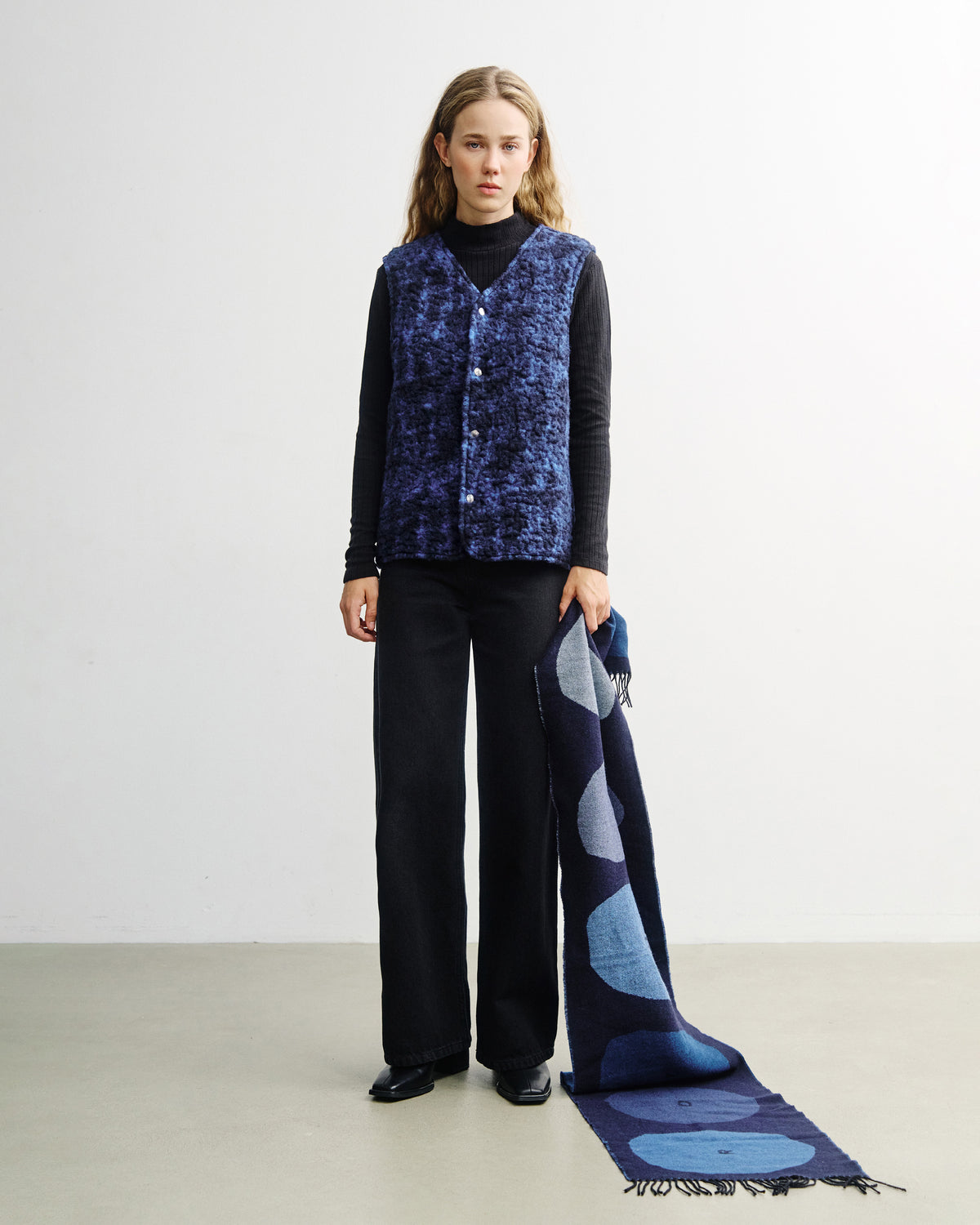 Sherpa Vest Organic Wool Blue Marled