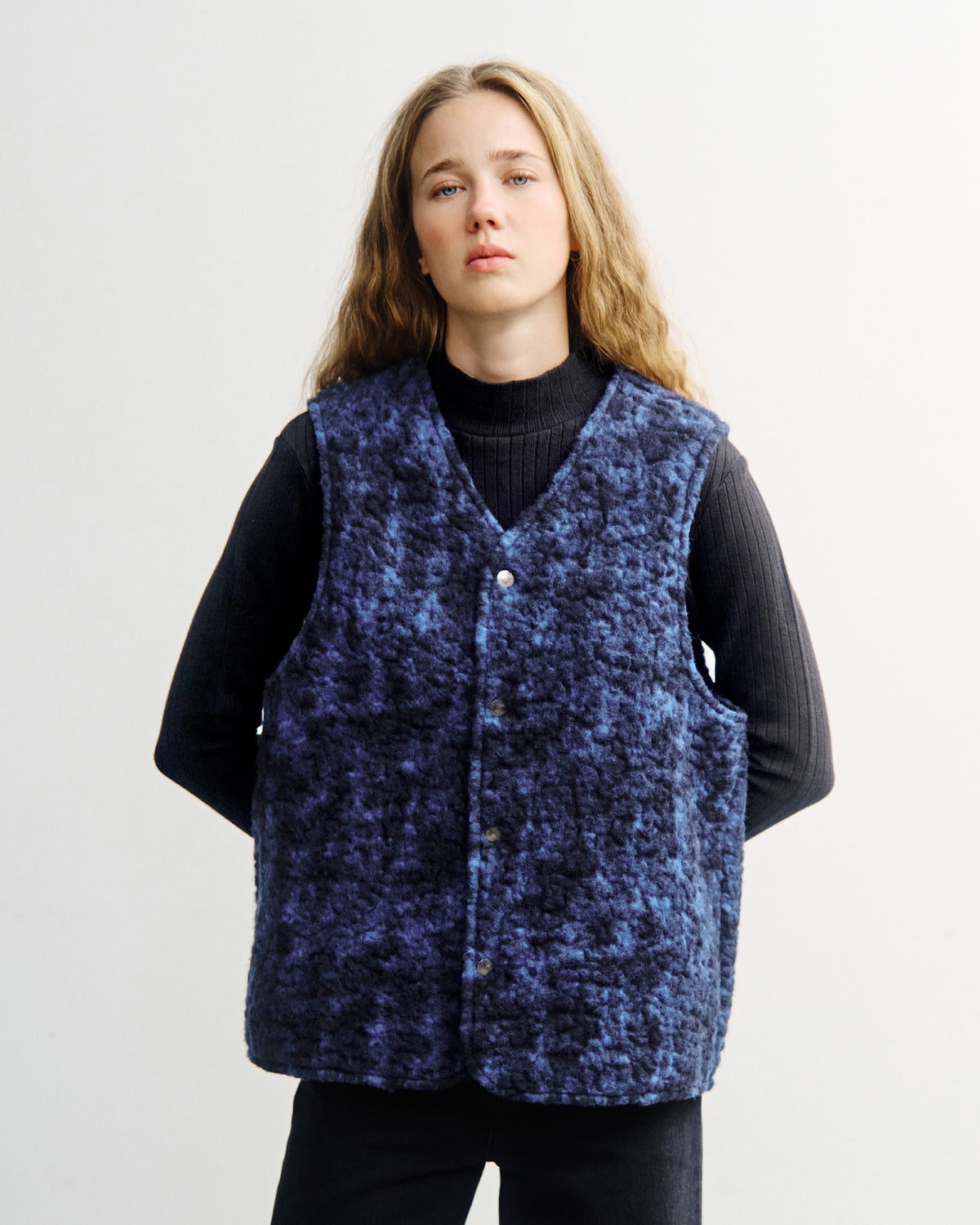 Sherpa Vest Organic Wool Blue Marled