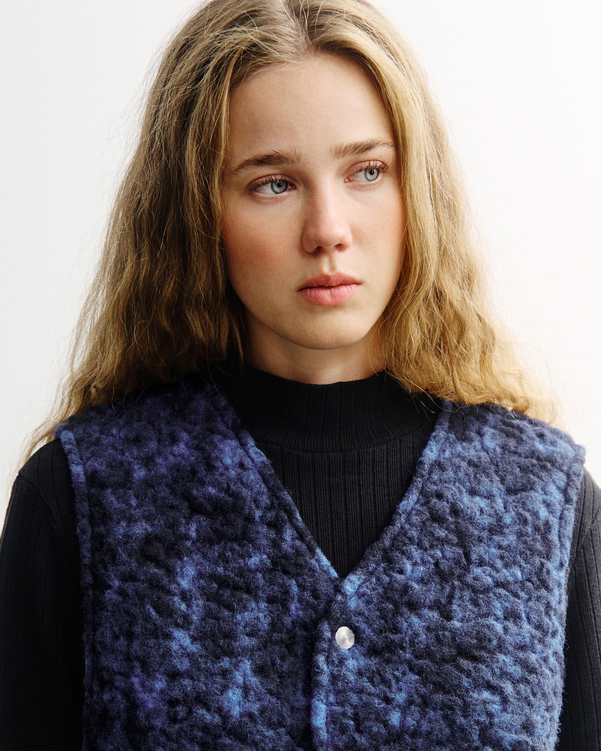 Sherpa Vest Organic Wool Blue Marled
