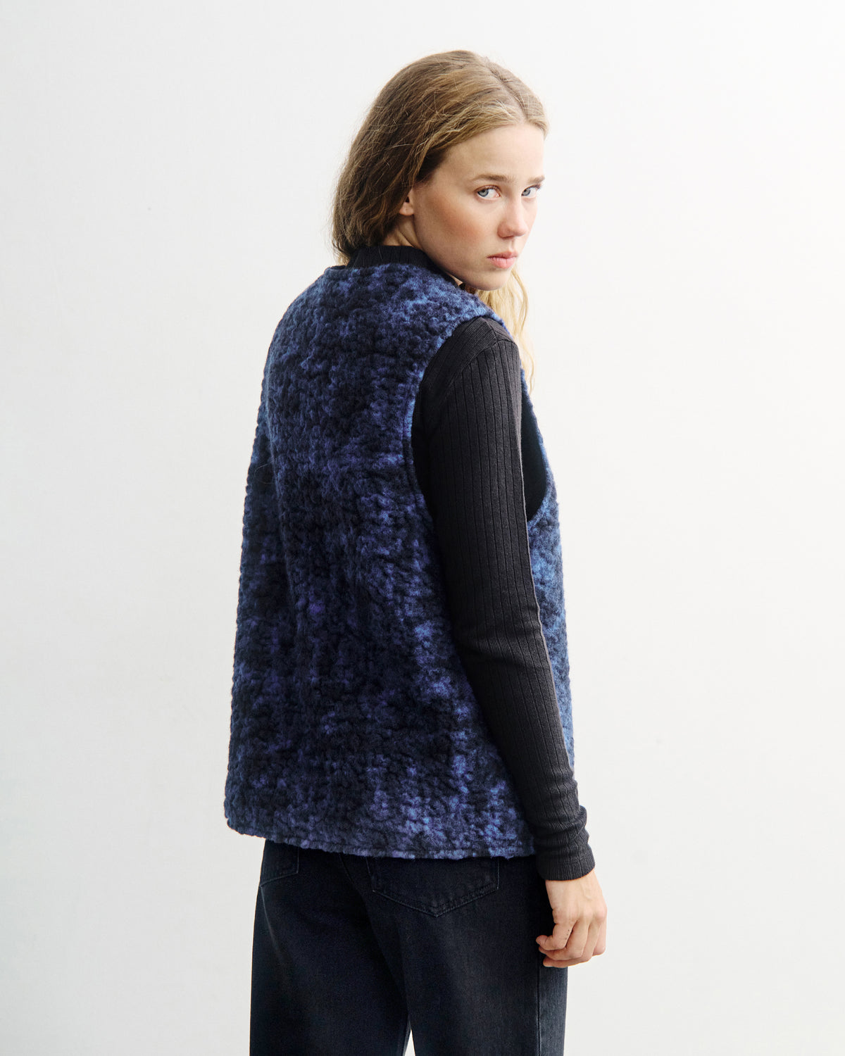 Sherpa Vest Organic Wool Blue Marled