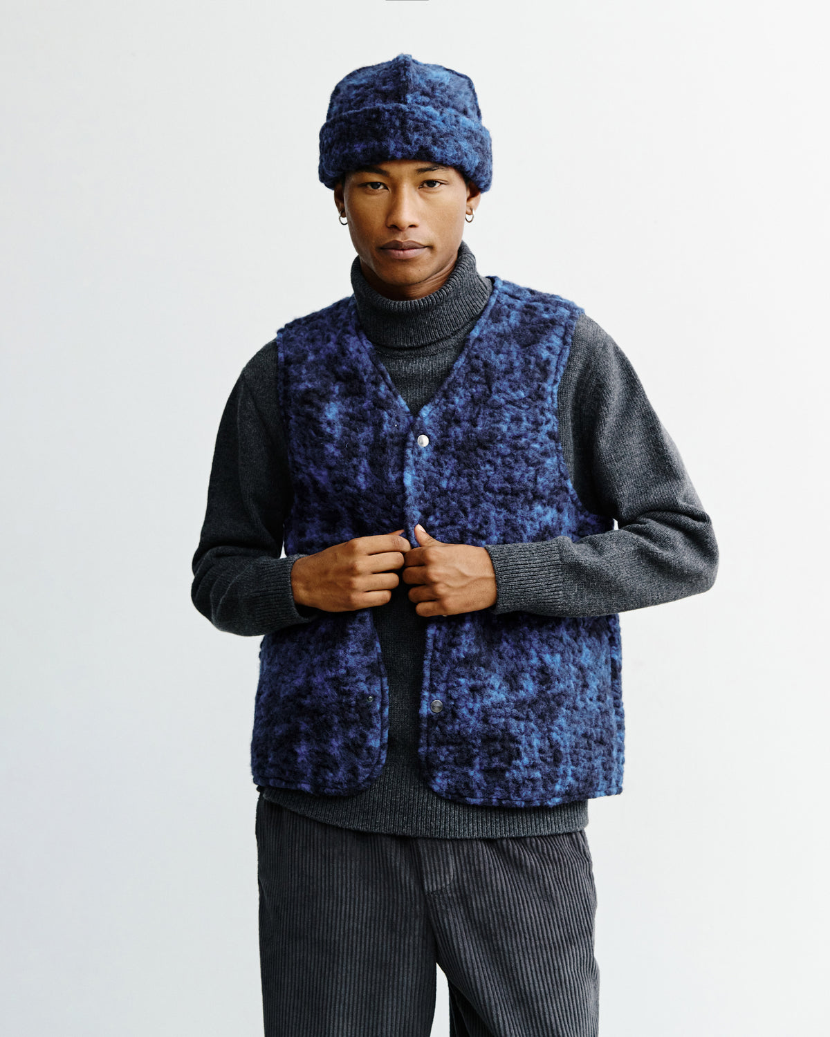 Sherpa Vest Organic Wool Blue Marled
