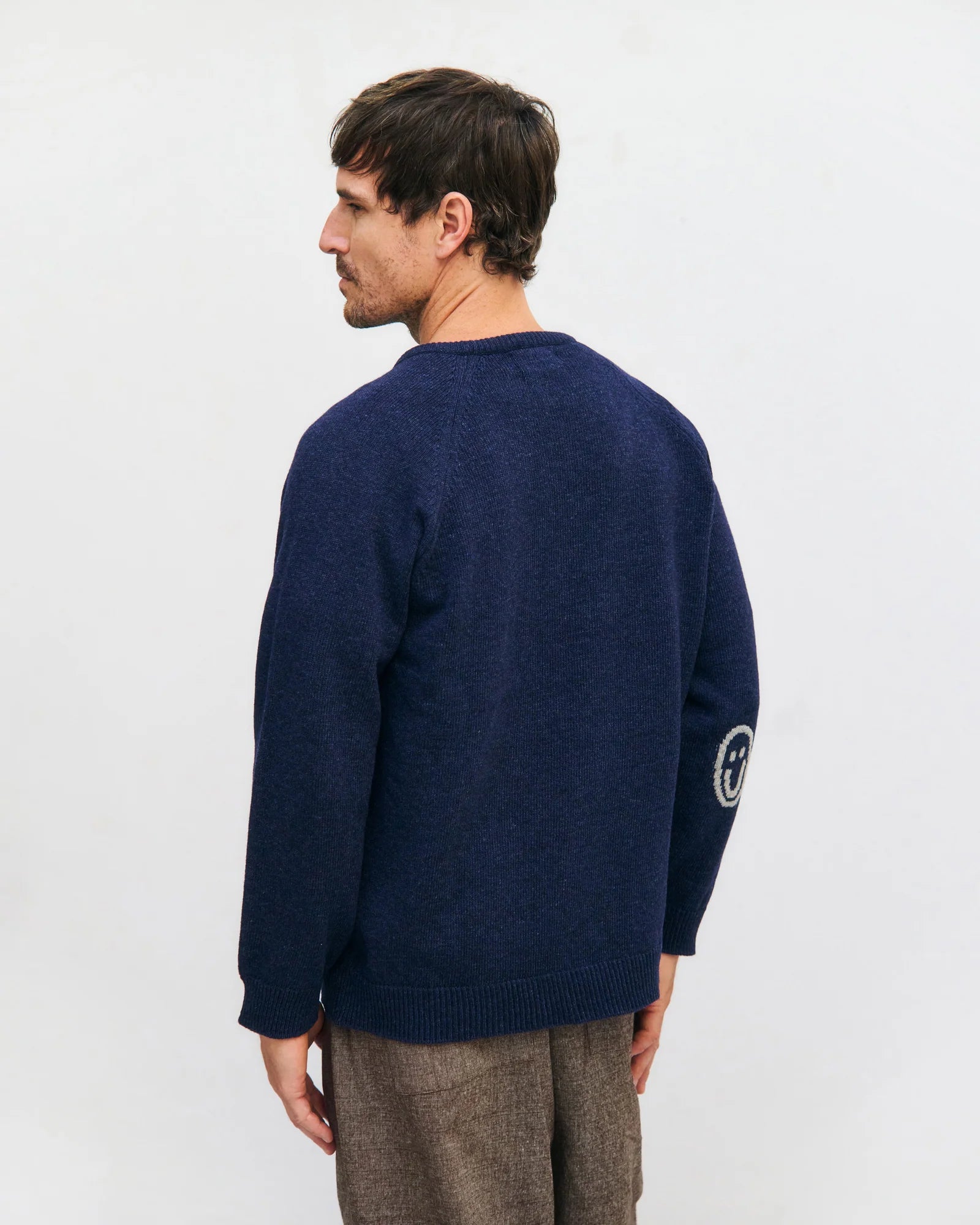 Smiling Wool Knit Unisex Blue Melange