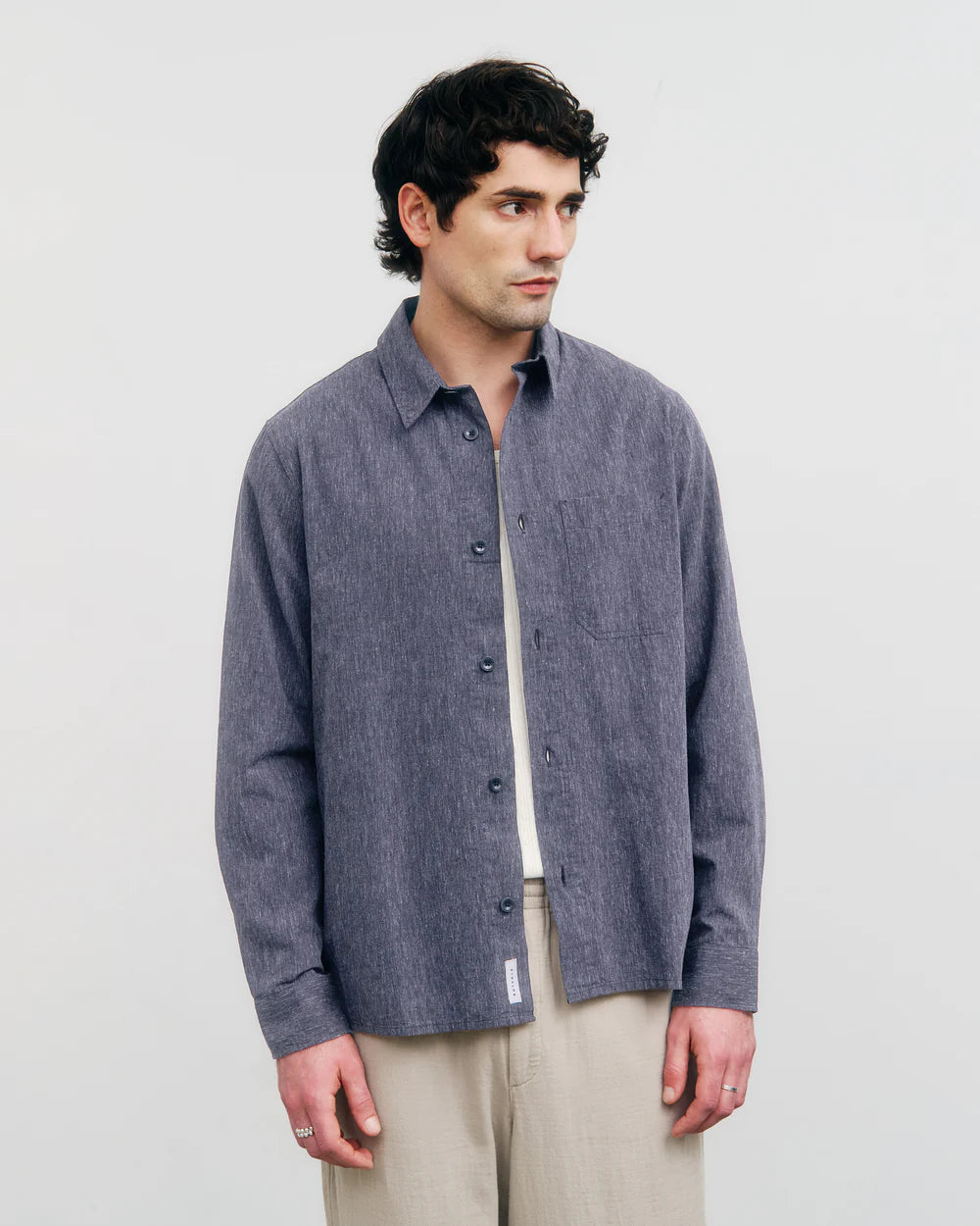 Casual Shirt Speckled Navy Organic Cotton